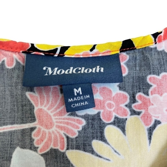 Modcloth Flowerpower ‘60s Style Mini Sundress Black/Pink/Yellow/Blue Size M - Picture 11 of 15